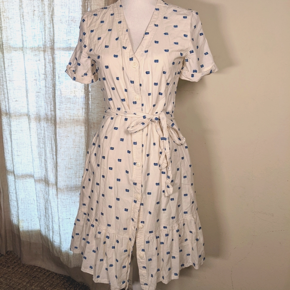 Caslon Embroidered A-line Dress SM